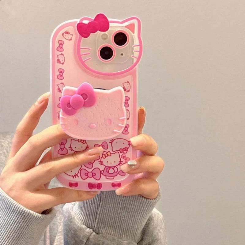 Anime Character Kawaii Sanrios Hellokittys All-Inclusive Stand Phone Soft Case Applicable to Iphone Girl Heart Birthday Gift