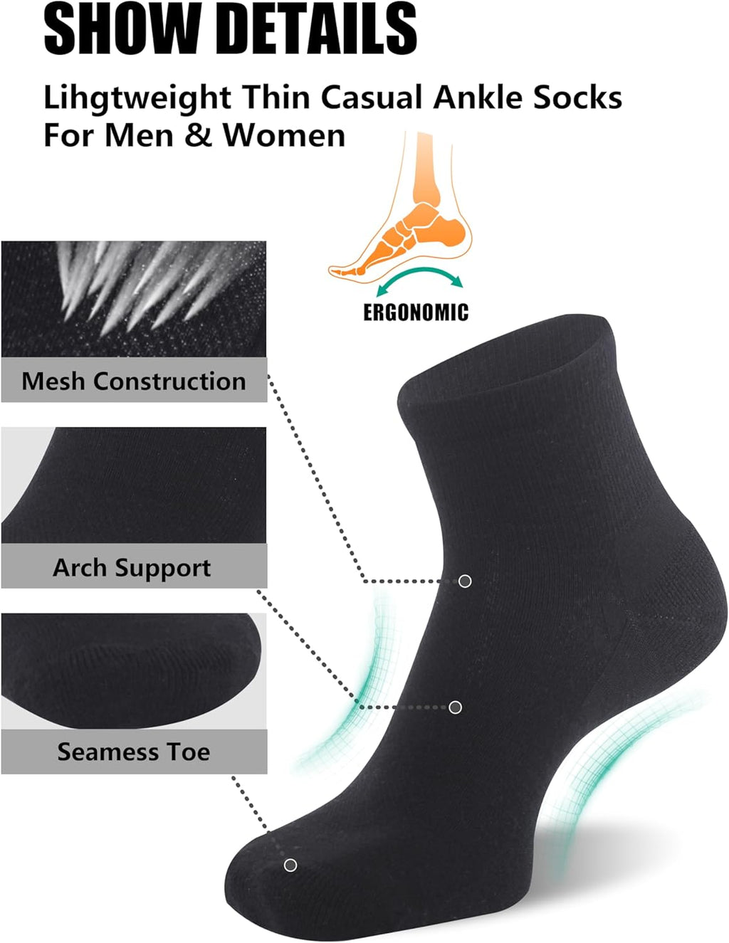 90% Merino Wool Breathable Running Ankle Socks for Men Women 3 Pairs