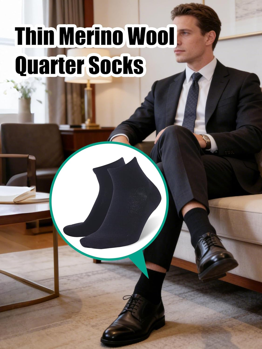 90% Merino Wool Breathable Running Ankle Socks for Men Women 3 Pairs