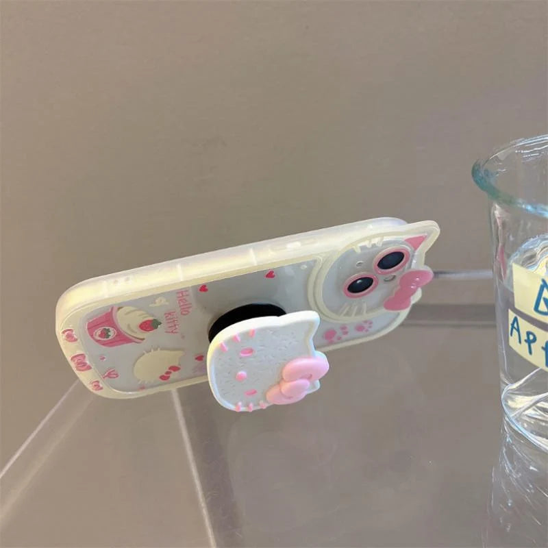 Anime Character Kawaii Sanrios Hellokittys All-Inclusive Stand Phone Soft Case Applicable to Iphone Girl Heart Birthday Gift
