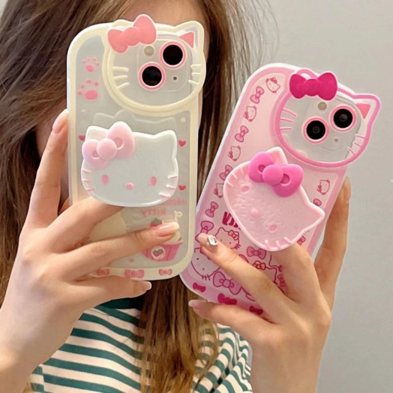 Anime Character Kawaii Sanrios Hellokittys All-Inclusive Stand Phone Soft Case Applicable to Iphone Girl Heart Birthday Gift