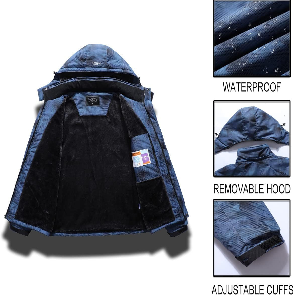 Men'S Ski Jacket Warm Winter Waterproof Windbreaker Hooded Raincoat Snowboarding Jackets