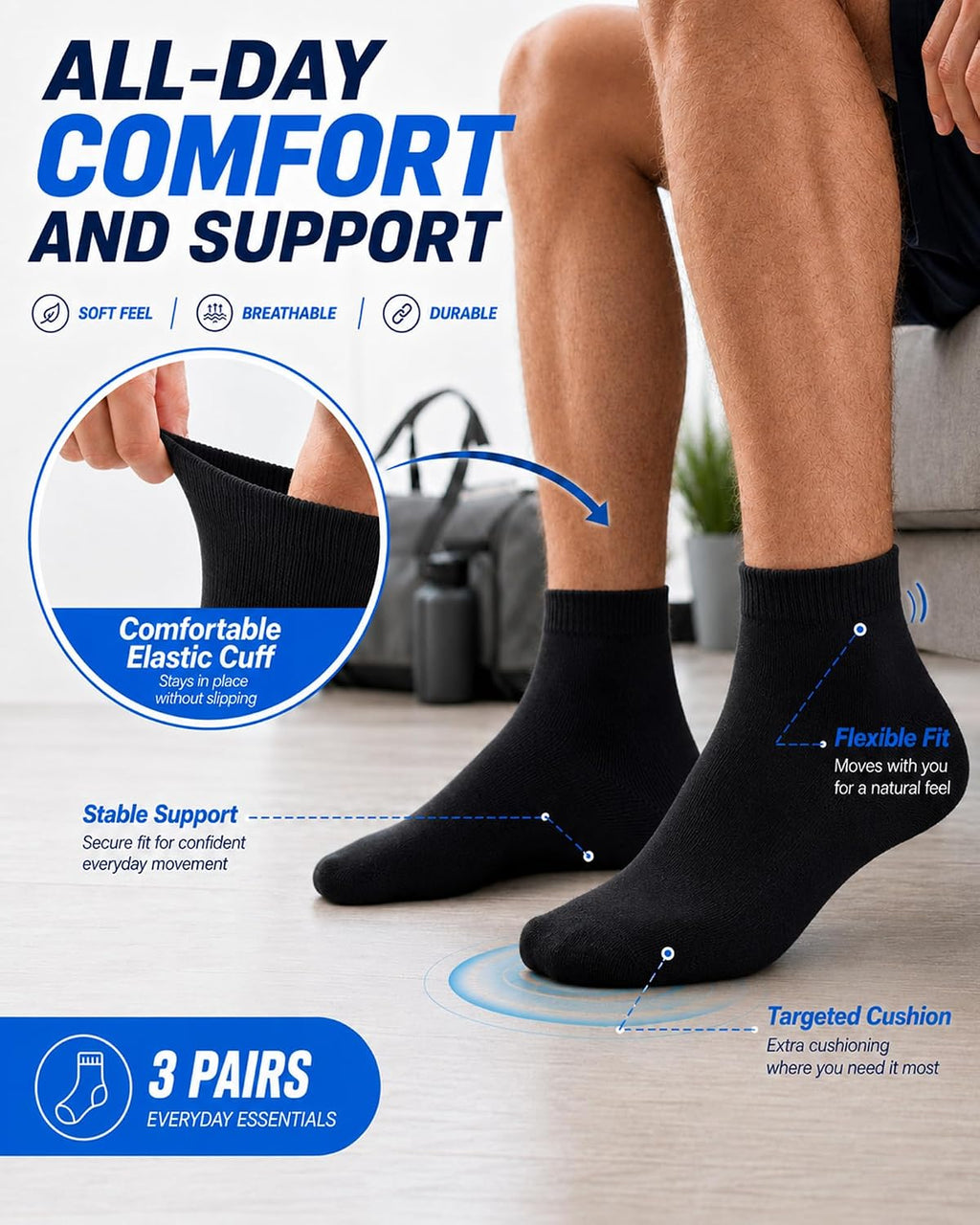 90% Merino Wool Breathable Running Ankle Socks for Men Women 3 Pairs