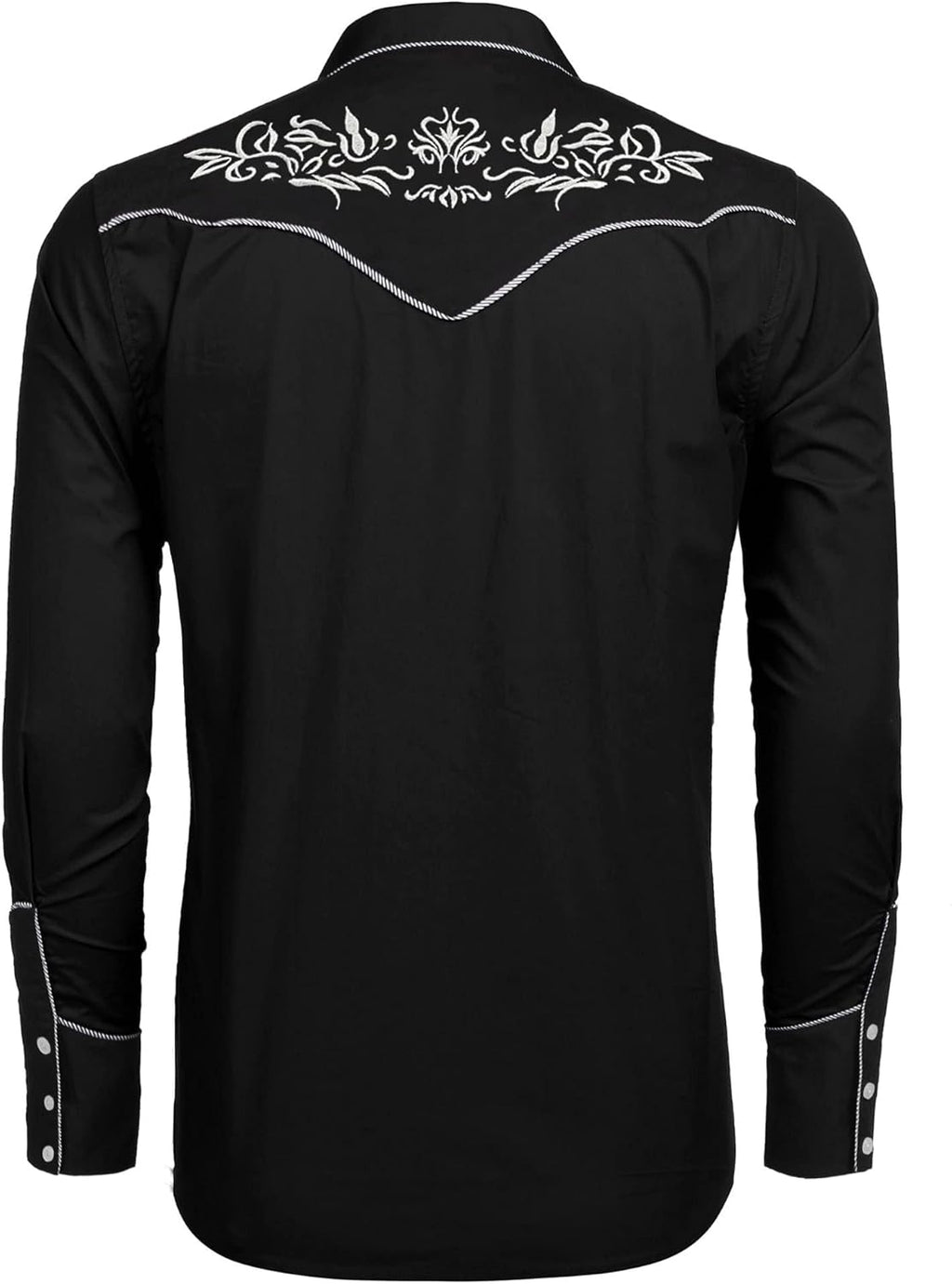 Men'S Cowboy Shirtss Embroidered Rose Design Shirts Western Long Sleeve Button down Shirts