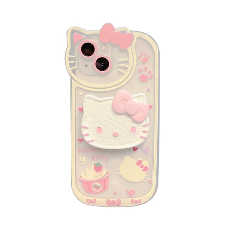 Anime Character Kawaii Sanrios Hellokittys All-Inclusive Stand Phone Soft Case Applicable to Iphone Girl Heart Birthday Gift